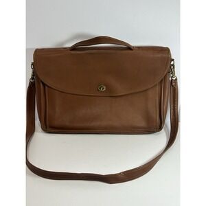 Vintage Laura USA Large Brown Leather Messenger Laptop Bag‎ Shoulder Purse